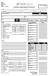 Alterations Ticket / Pattern Correction Notice